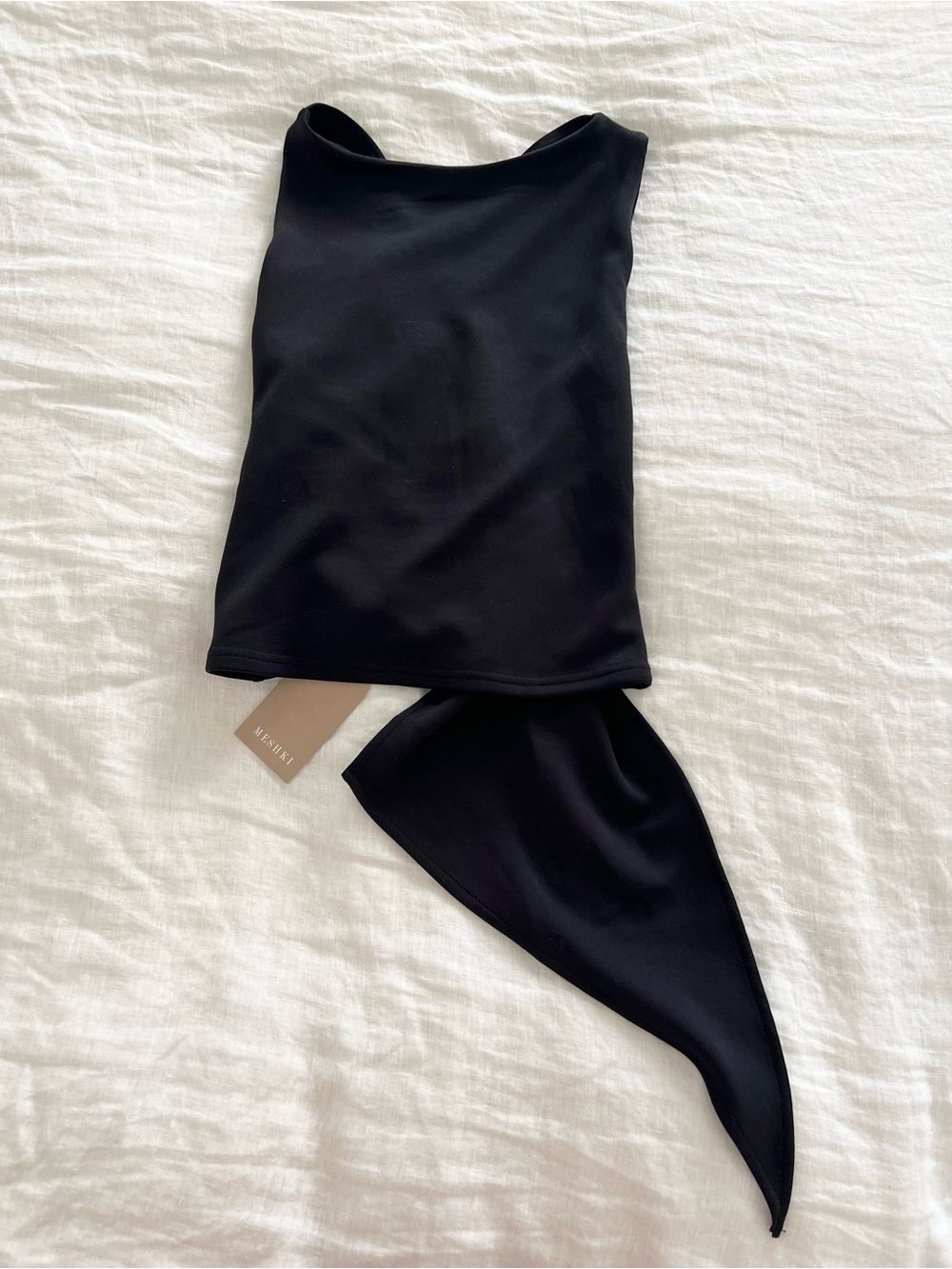 Meshki Black Catelyn Asymmetric Scuba Jersey Top